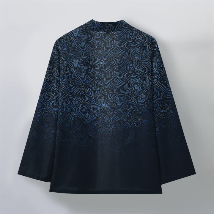 Buddha Stones Cotton Swirl Gradient Pattern Open Front Men's Kimono - image 11