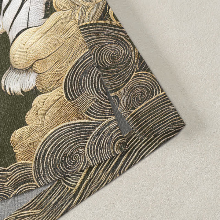 Buddha Stones Cotton White Tiger Cloud Pine Pattern Open Front Men's Kimono - image 4