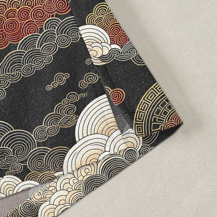 Buddha Stones Cotton Auspicious Cloud Tide Pattern Open Front Men's Kimono - image 4