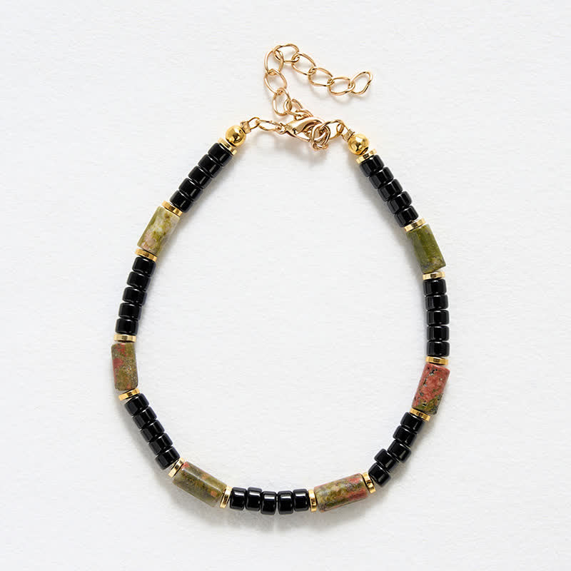 Buddha Stones Vintage Unakite Hematite Balance Copper Accent Bracelet - image 4