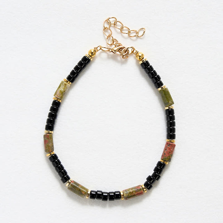 Buddha Stones Vintage Unakite Hematite Balance Copper Accent Bracelet - image 4