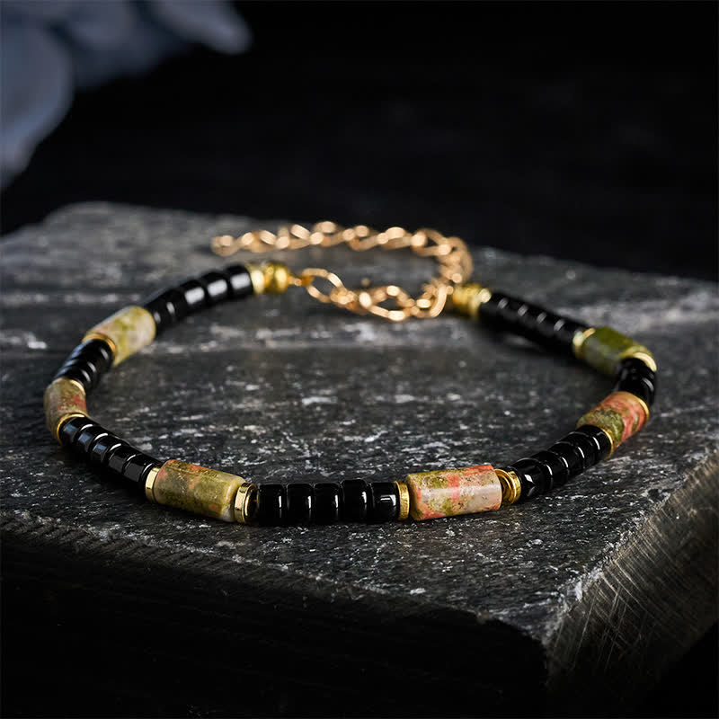 Buddha Stones Vintage Unakite Hematite Balance Copper Accent Bracelet - Unakite & Hematite (Wrist Circumference: 7.1–7.9 in/18–20 cm) - image 0