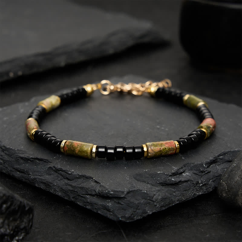 Buddha Stones Vintage Unakite Hematite Balance Copper Accent Bracelet - image 1