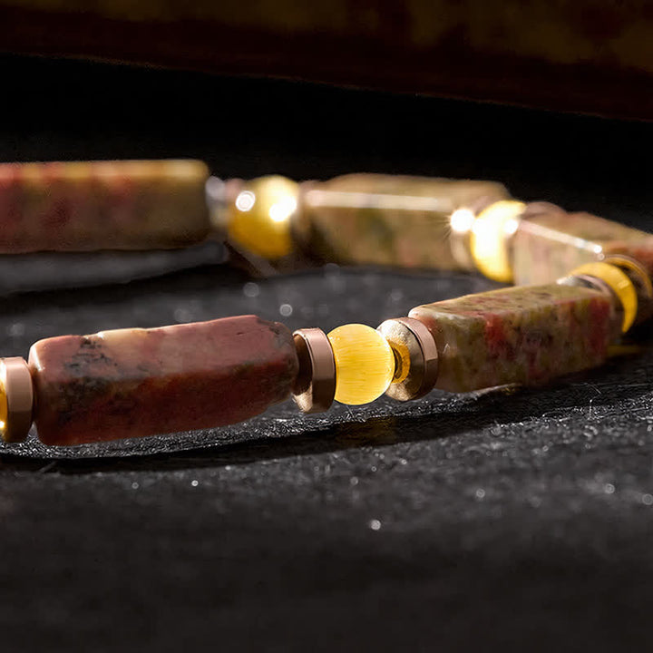 Buddha Stones Unakite Balance Rectangle Beaded Stretch Bracelet - image 5