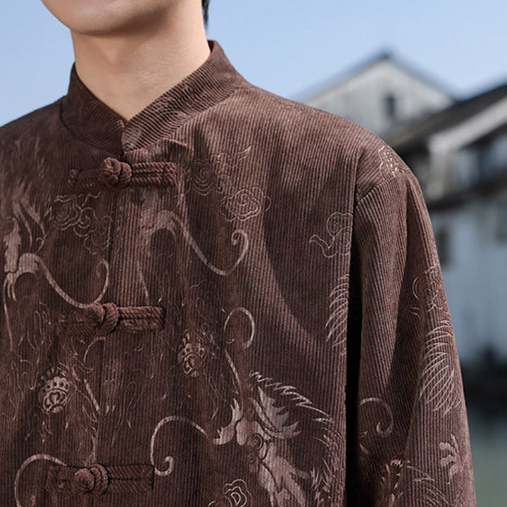 Buddha Stones Fall Winter Tang Style Vintage Mandarin Collar Frog Button Abstract Cotton Shirt Pants Men's Meditation Cloth With Pockets - image 8