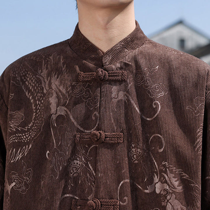 Buddha Stones Fall Winter Tang Style Vintage Mandarin Collar Frog Button Abstract Cotton Shirt Pants Men's Meditation Cloth With Pockets - image 7