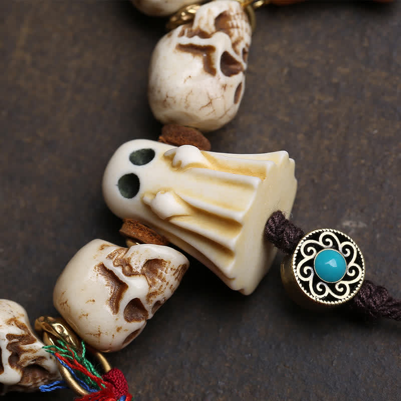 Buddha Stones Hand Carved Bone Bead Lord of the Corpse Forest Dzi Bead Protection Bracelet - image 2
