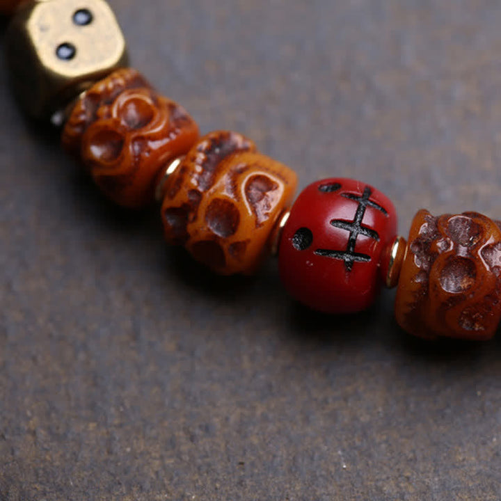 Buddha Stones Tibetan Hand Carved Bone Bead Lord of the Corpse Forest Protection Bracelet - image 4