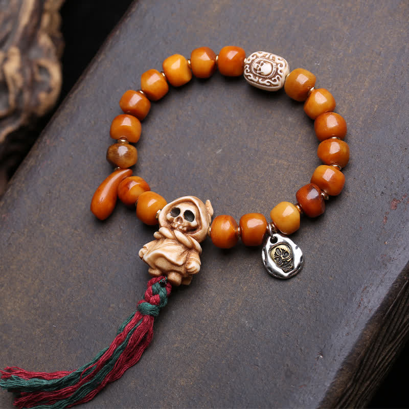 Buddha Stones Bone Beads Lord of the Corpse Forest Strength and Protection Bracelet - Lord of the Corpse Forest - 10×7mm - image 0
