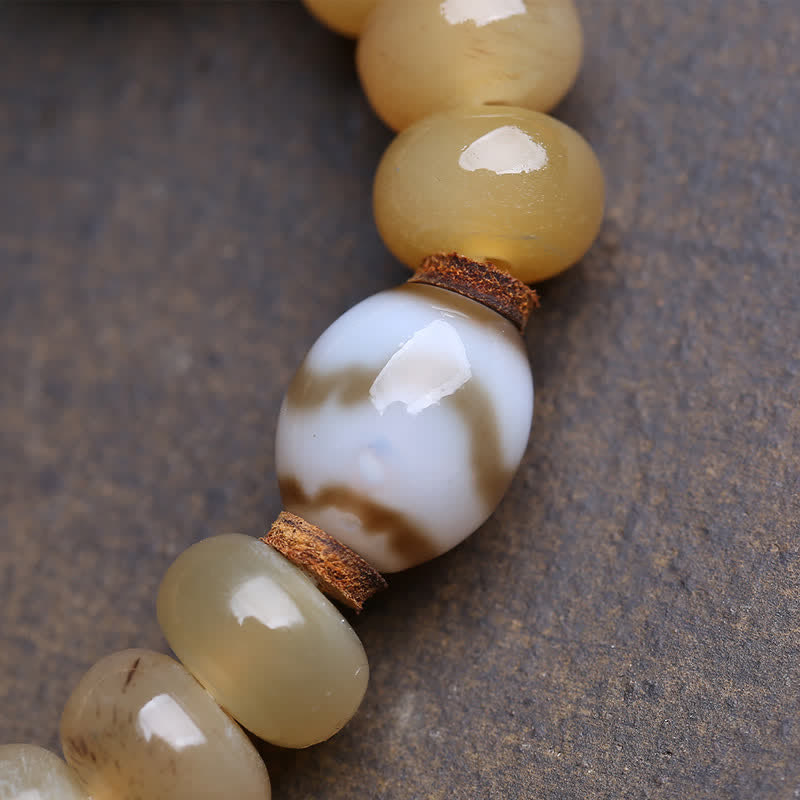Buddha Stones Bone Bead Dzi Bead Lord of the Corpse Forest Protection Tibetan Bracelet - image 1