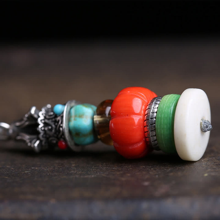 Buddha Stones Tibetan Mani Stone Heap Design Formless Buddha Titanium Steel Multicolor Beaded Protection Necklace - image 4