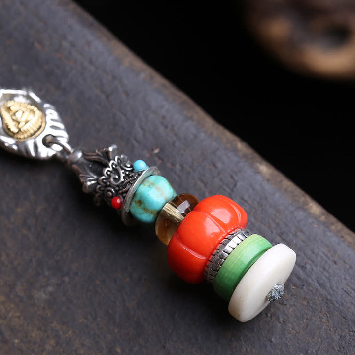 Buddha Stones Tibetan Mani Stone Heap Design Formless Buddha Titanium Steel Multicolor Beaded Protection Necklace - image 3