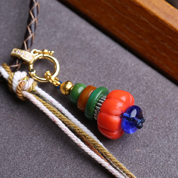 Buddha Stones Mani Stone Heap Design Liuli Bead Tibetan Protection Pendant Necklace - image 3