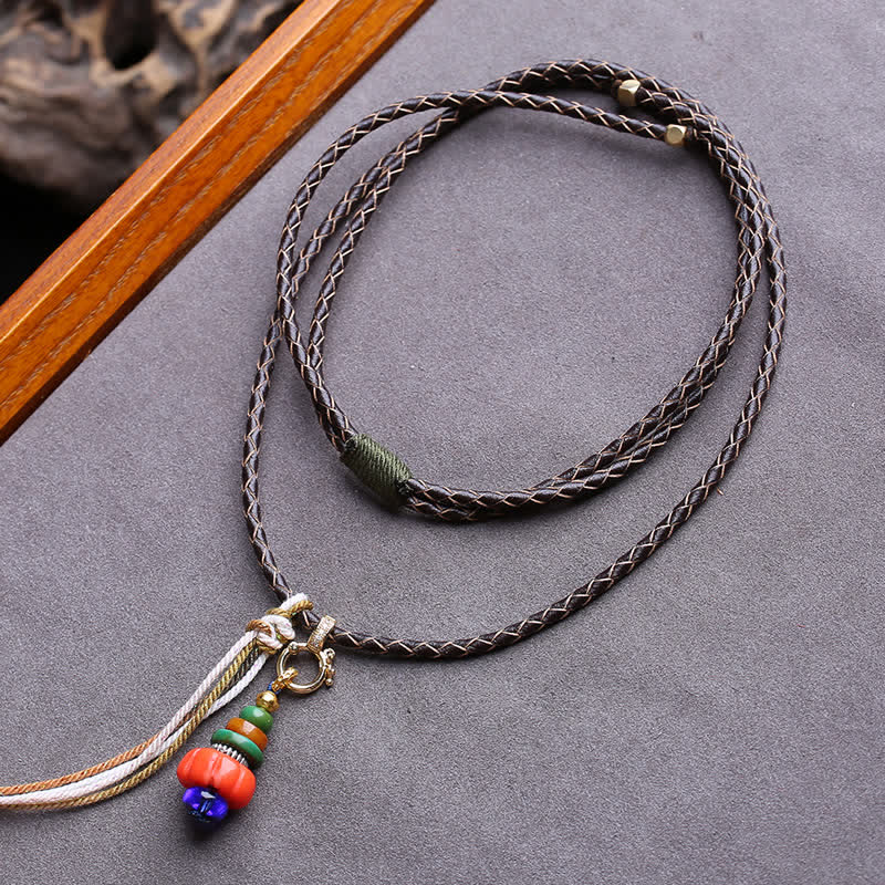 Buddha Stones Mani Stone Heap Design Liuli Bead Tibetan Protection Pendant Necklace - Approx. 4.5–12mm - image 0