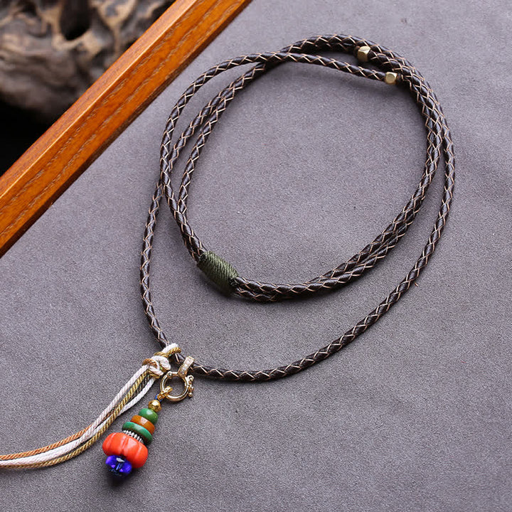 Buddha Stones Mani Stone Heap Design Liuli Bead Tibetan Protection Pendant Necklace - Approx. 4.5–12mm - image 0
