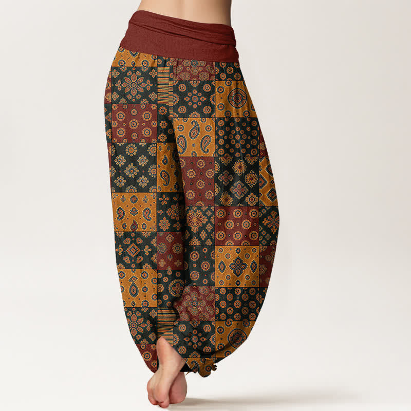 Buddha Stones Cotton Bohemian Patchwork Paisley Pattern Women's Elastic Waist Harem Pants - image 2