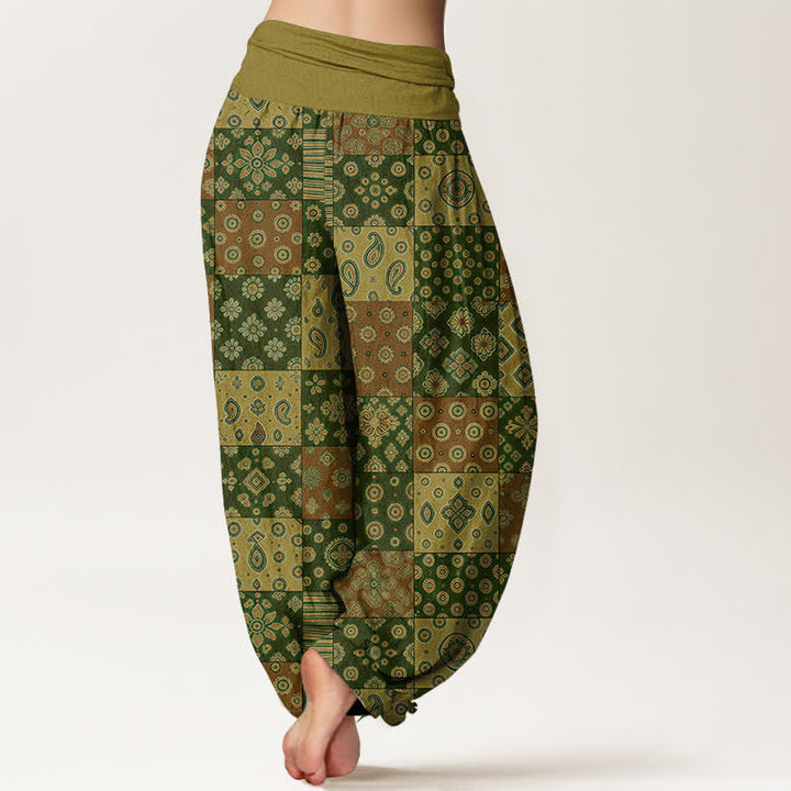 Buddha Stones Cotton Bohemian Patchwork Paisley Pattern Women's Elastic Waist Harem Pants - image 10