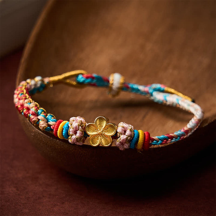 Buddha Stones Hand-Woven Multicolor Peach Blossom Protection Rope Bracelet - Pink(Wrist Circumference: 5.9-7.5 in / 15-19cm) - image 0