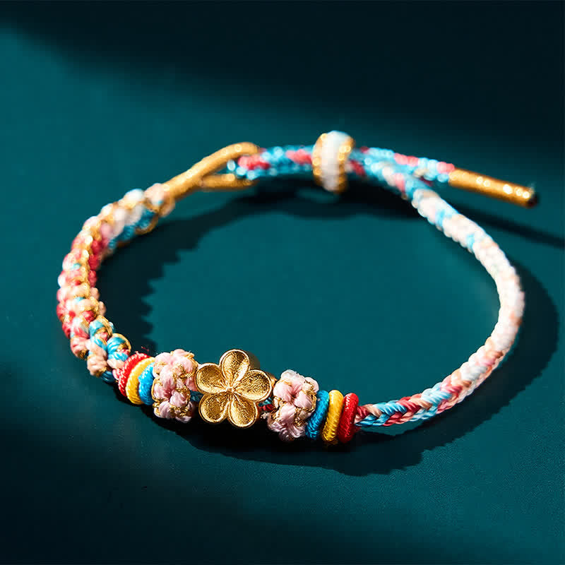 Buddha Stones Hand-Woven Multicolor Peach Blossom Protection Rope Bracelet - image 5