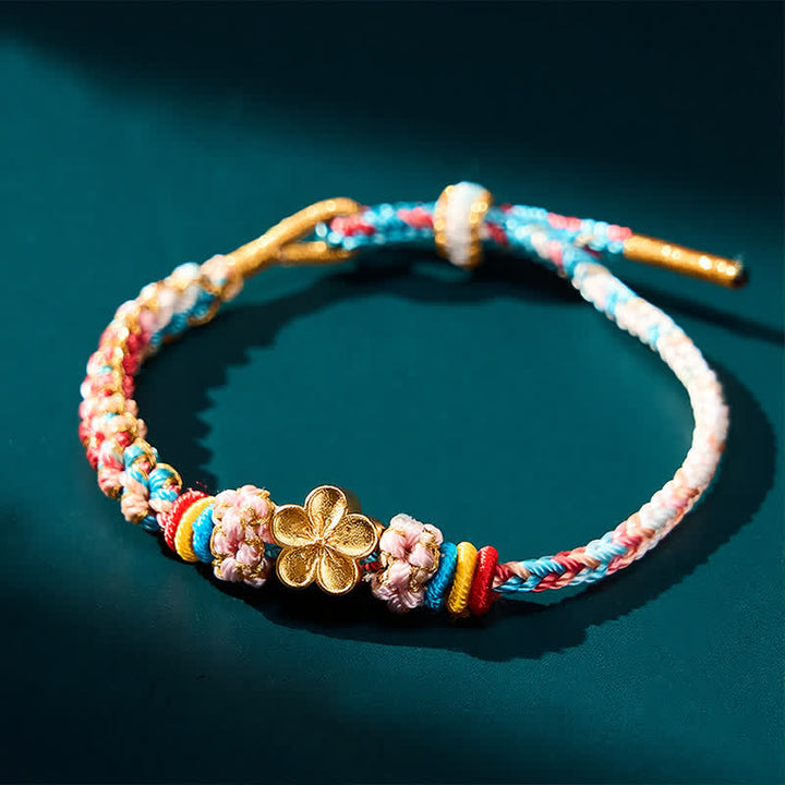 Buddha Stones Hand-Woven Multicolor Peach Blossom Protection Rope Bracelet - image 5