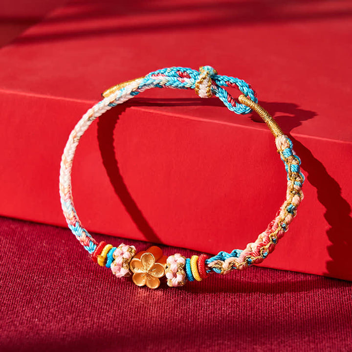 Buddha Stones Hand-Woven Multicolor Peach Blossom Protection Rope Bracelet - image 1