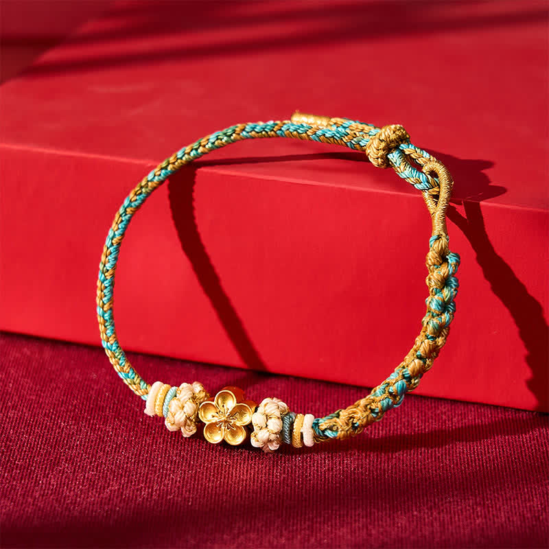 Buddha Stones Hand-Woven Multicolor Peach Blossom Protection Rope Bracelet - image 12