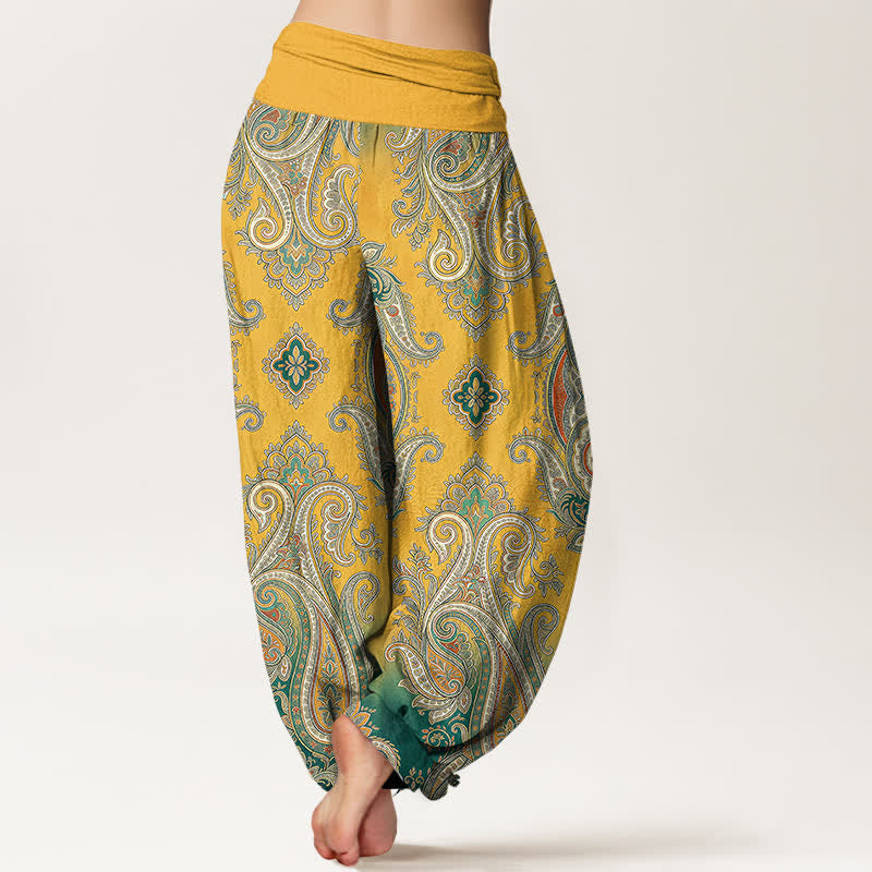 Buddha Stones Cotton Vintage Paisley Mosaic Pattern Women's Elastic Waist Harem Pants - image 2