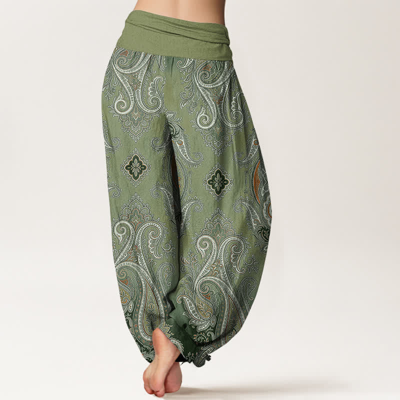 Buddha Stones Cotton Vintage Paisley Mosaic Pattern Women's Elastic Waist Harem Pants - image 7