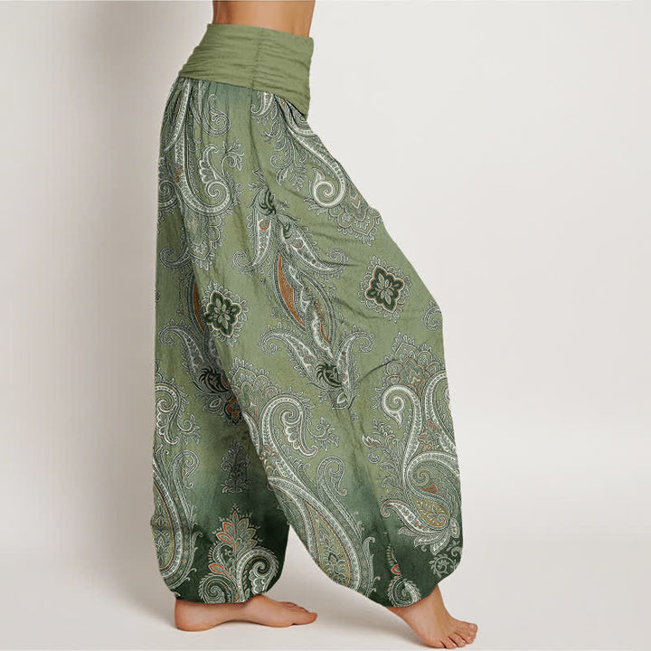 Buddha Stones Cotton Vintage Paisley Mosaic Pattern Women's Elastic Waist Harem Pants - image 6