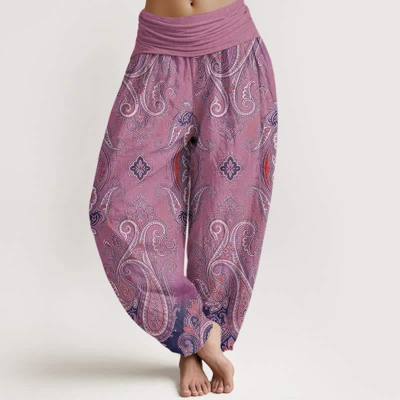 Buddha Stones Cotton Vintage Paisley Mosaic Pattern Women's Elastic Waist Harem Pants - Orchid - US16，UK/AU20，EU48 (3XL) - image 8