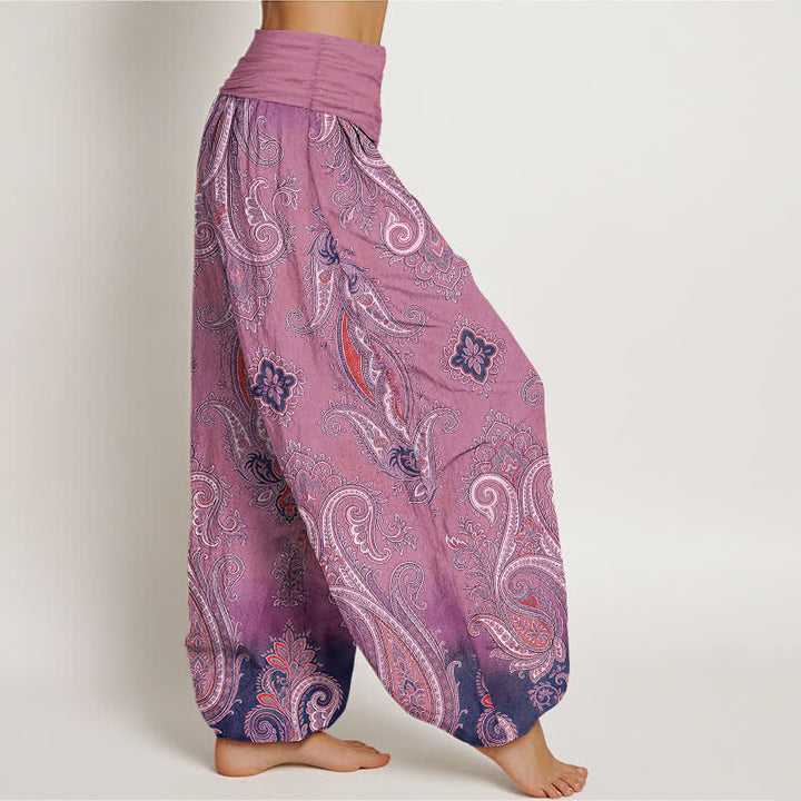 Buddha Stones Cotton Vintage Paisley Mosaic Pattern Women's Elastic Waist Harem Pants - image 9