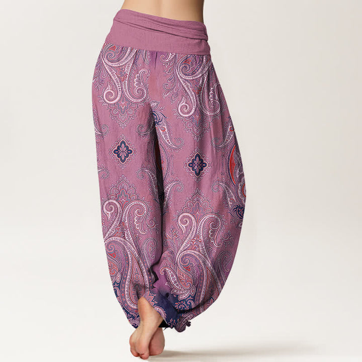 Buddha Stones Cotton Vintage Paisley Mosaic Pattern Women's Elastic Waist Harem Pants - image 10