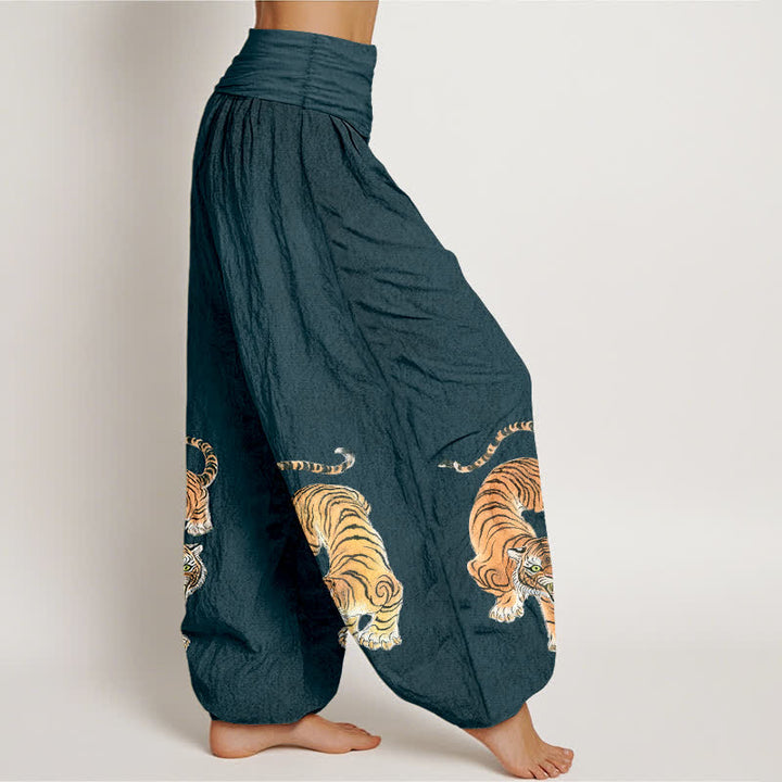 Buddha Stones Cotton Majestic Tiger Pattern Women's Elastic Waist Harem Pants - image 6