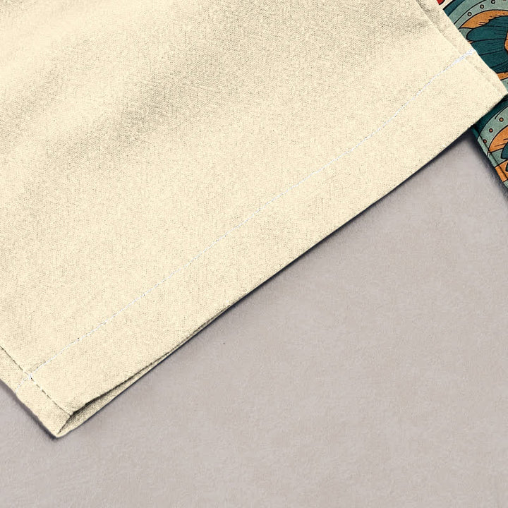 Buddha Stones Pure Cotton Elegant Bohemian Floral Pattern Women's Elastic Waist Pants With Pockets - image 1