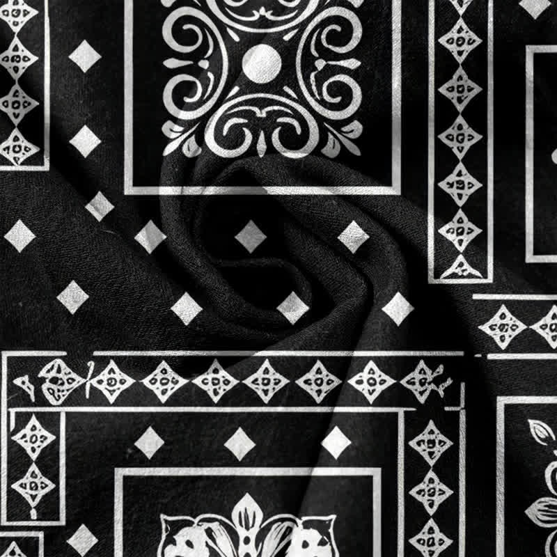 Buddha Stones Pure Cotton Vintage Bandana Patchwork Pattern Women's Elastic Waist Pants With Pockets - image 3
