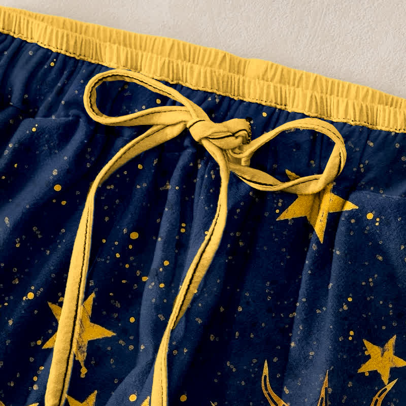 Buddha Stones Pure Cotton Mystic Moon Sun Pattern Women's Elastic Waist Pants With Pockets - image 1