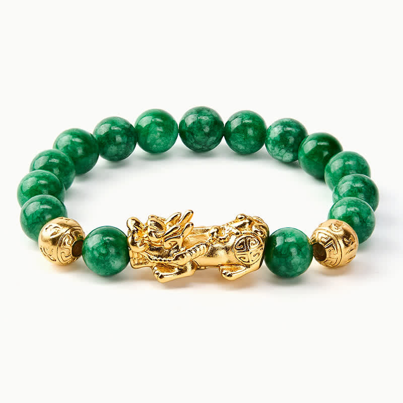 Buddha Stones Natural Cyan Jade Beaded PiXiu Protection Bracelet - image 3