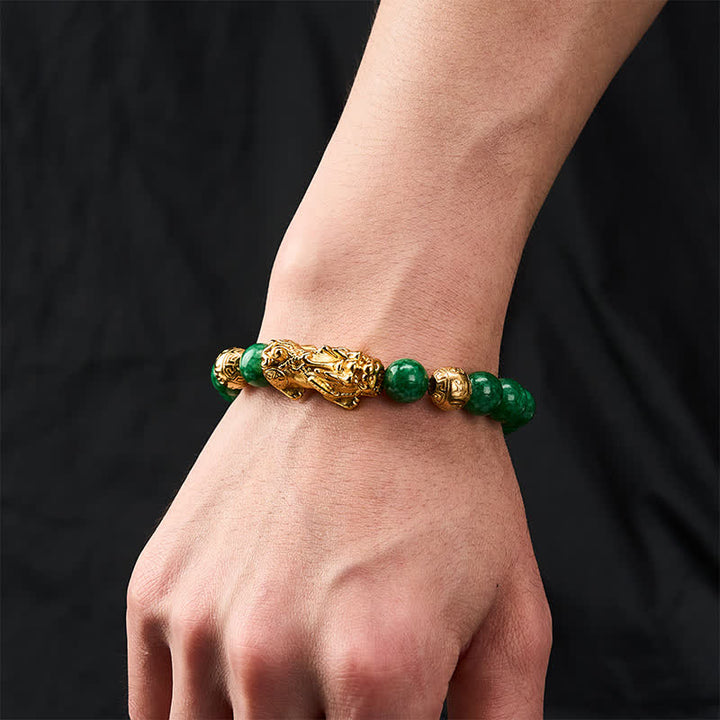 Buddha Stones Natural Cyan Jade Beaded PiXiu Protection Bracelet - image 2