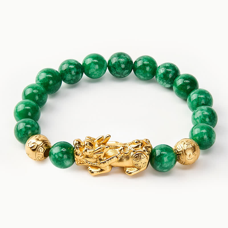 Buddha Stones Natural Cyan Jade Beaded PiXiu Protection Bracelet - image 4