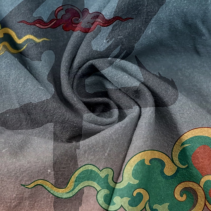 Buddha Stones Pure Cotton Traditional Cloud Pattern Women's Elastic Waist Pants With Pockets - image 2