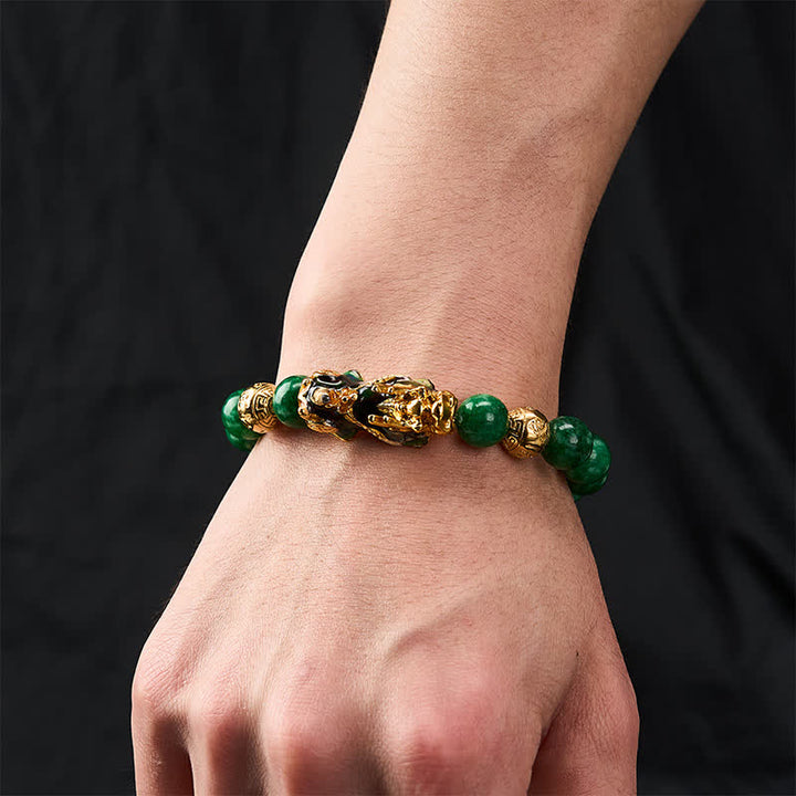 Buddha Stones Natural Cyan Jade Beaded Color Change PiXiu Healing Bracelet - image 3