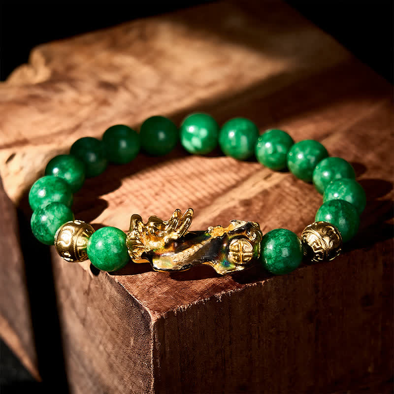 Buddha Stones Natural Cyan Jade Beaded Color Change PiXiu Healing Bracelet - image 2