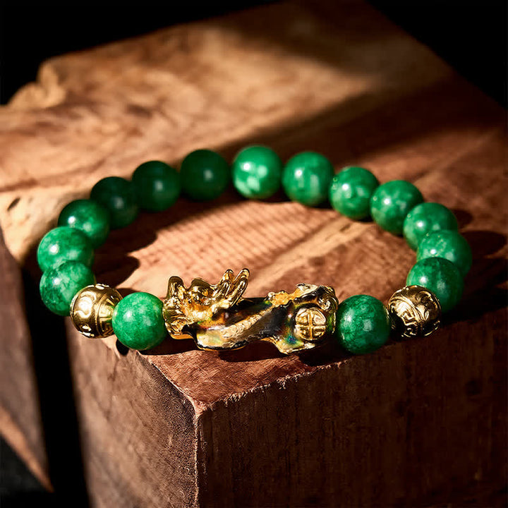 Buddha Stones Natural Cyan Jade Beaded Color Change PiXiu Healing Bracelet - image 2