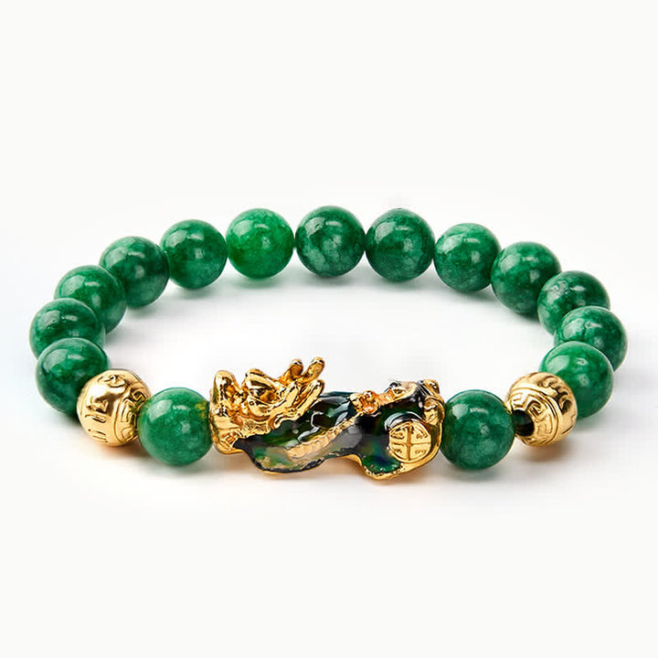 Buddha Stones Natural Cyan Jade Beaded Color Change PiXiu Healing Bracelet - Cyan Jade(Calm♥Harmony) - image 0
