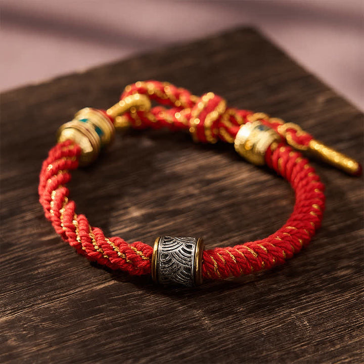 Buddha Stones Hand-Woven Om Mani Padme Hum Five Elements Wuxing Wisdom Tibetan Braided Bracelet - image 14