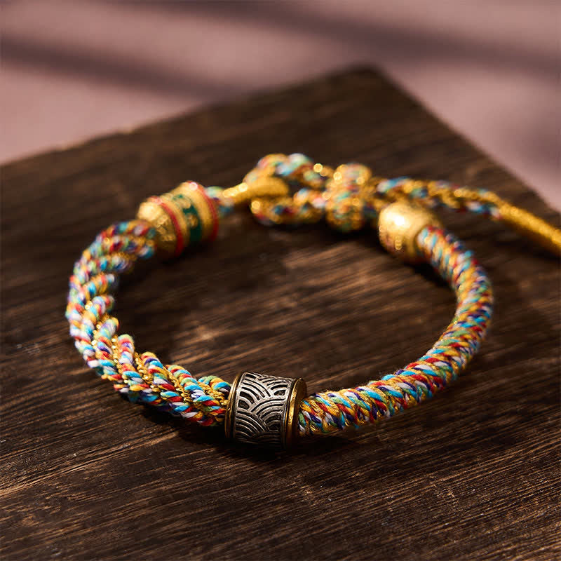 Buddha Stones Hand-Woven Om Mani Padme Hum Five Elements Wuxing Wisdom Tibetan Braided Bracelet - image 31
