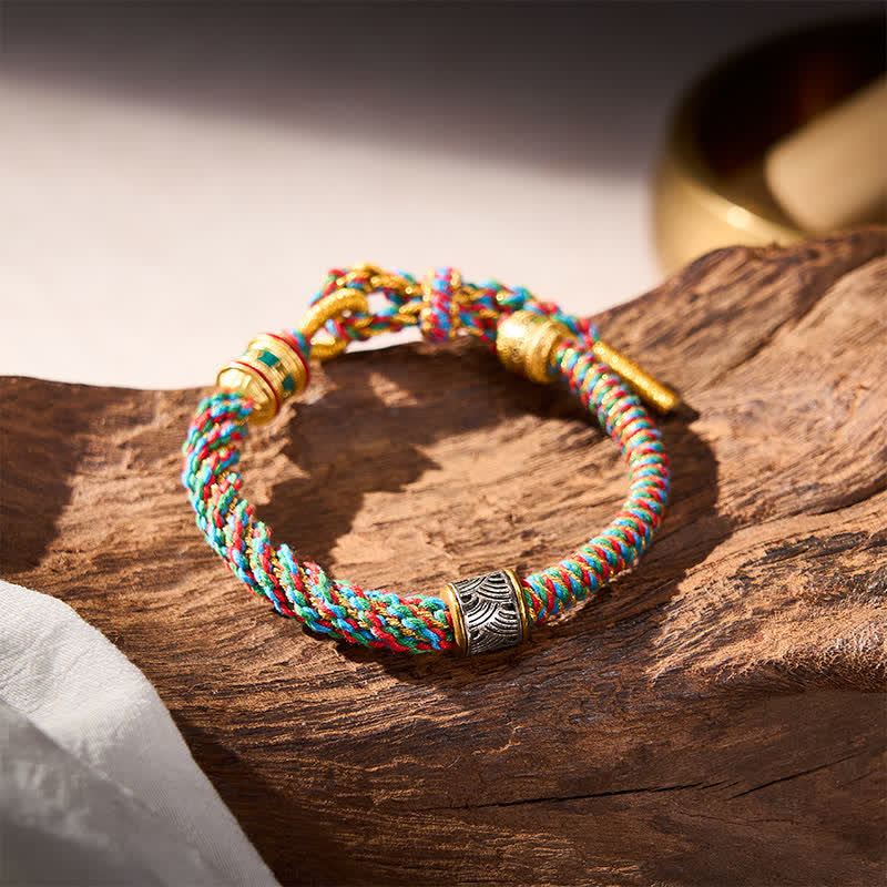 Buddha Stones Hand-Woven Om Mani Padme Hum Five Elements Wuxing Wisdom Tibetan Braided Bracelet - image 4