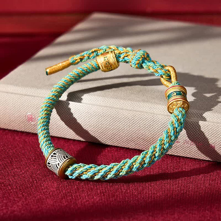 Buddha Stones Hand-Woven Om Mani Padme Hum Five Elements Wuxing Wisdom Tibetan Braided Bracelet - Green(Wrist Circumference: 5.9–6.7 in / 15–17 cm) - image 17