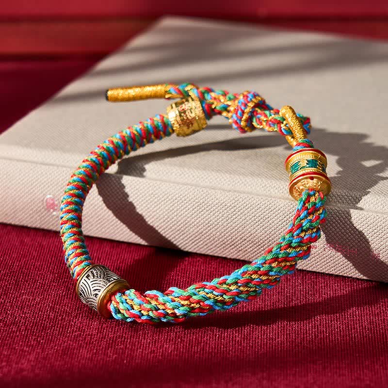 Buddha Stones Hand-Woven Om Mani Padme Hum Five Elements Wuxing Wisdom Tibetan Braided Bracelet - image 1