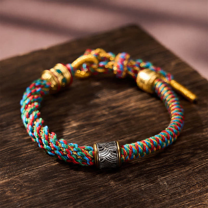 Buddha Stones Hand-Woven Om Mani Padme Hum Five Elements Wuxing Wisdom Tibetan Braided Bracelet - image 3